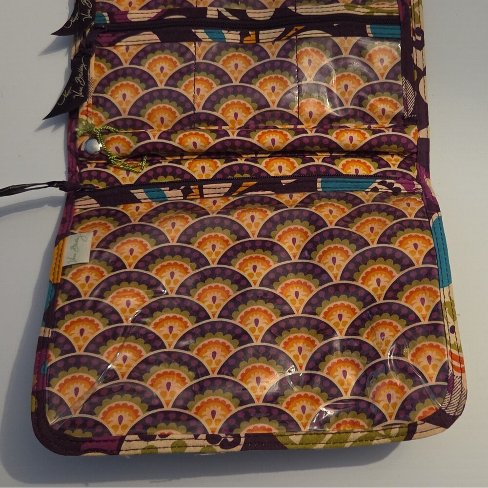 Vera Bradley Folding Travel Organizer Plum Crazy Purple Floral Cosmetic Bag Case - Picture 6 of 16